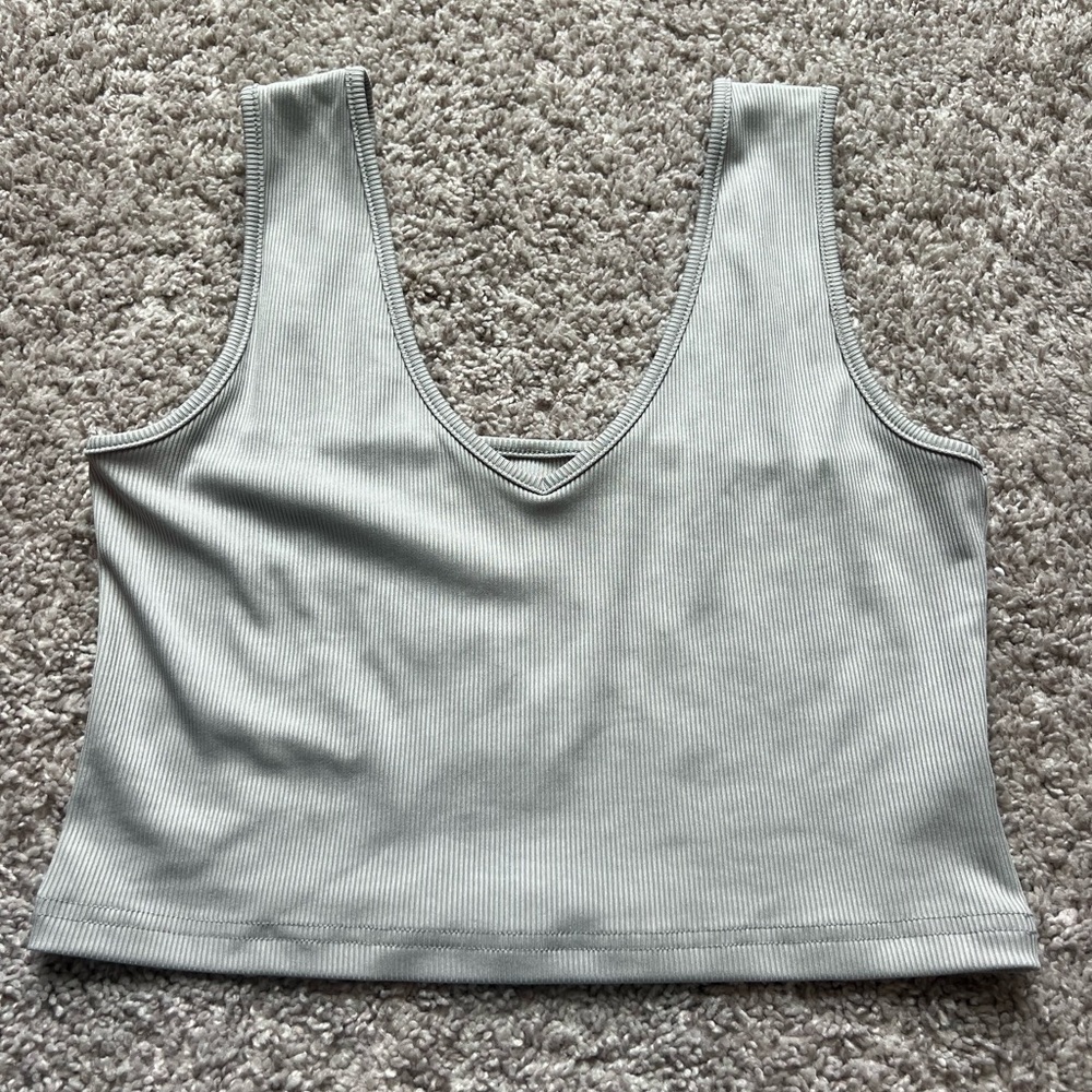 Light Gray Ribbed Tank Top